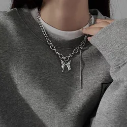 Streetwear Fashion Link Chain Splicing Clavicle Chain Autumn Winter Fashion Butterfly Necklace for Women Sweater Choker Chains