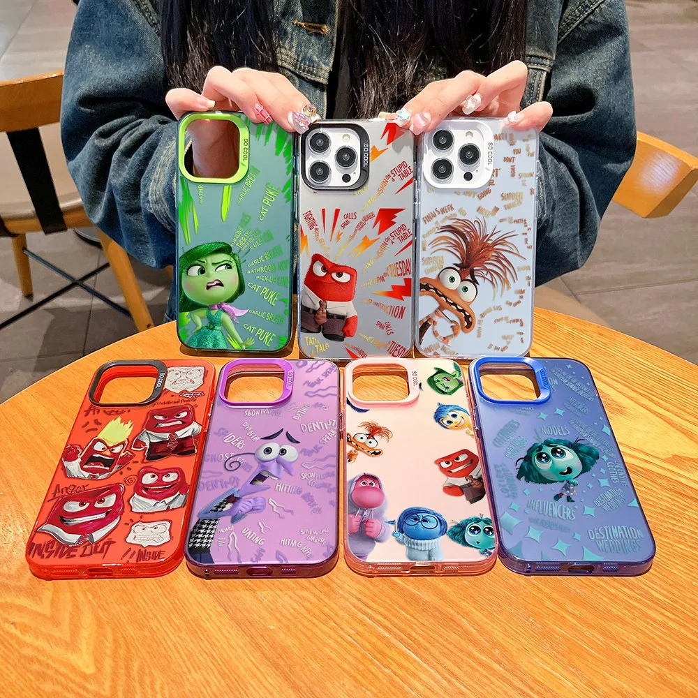 

Cartoon Inside Out 2 Phone Case For iPhone 16 15 14 13 12 11 Pro Max X XR XSMAX 8 7 Plus Candy Matte Shockproof Back Cover Funda