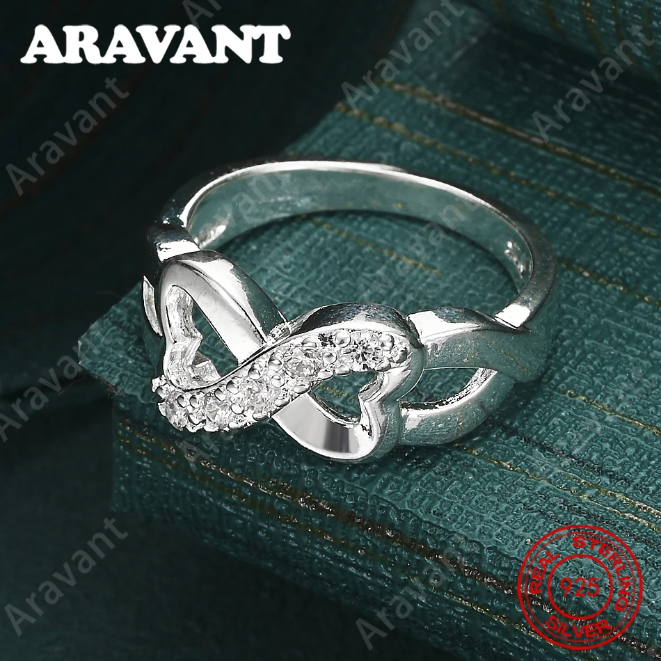 925 Sterling Silver Double Heart Zirconia Ring - A Unique Gift For Women, Versatile For Events And Jewelry