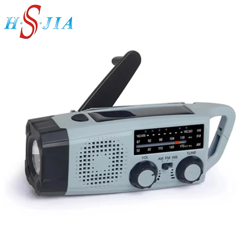 

2025 High Quality Solar Hand Crank Radio 2000mah AM FM WB Weather Radio Emergency Lighting SOS Phone Charger for Camping