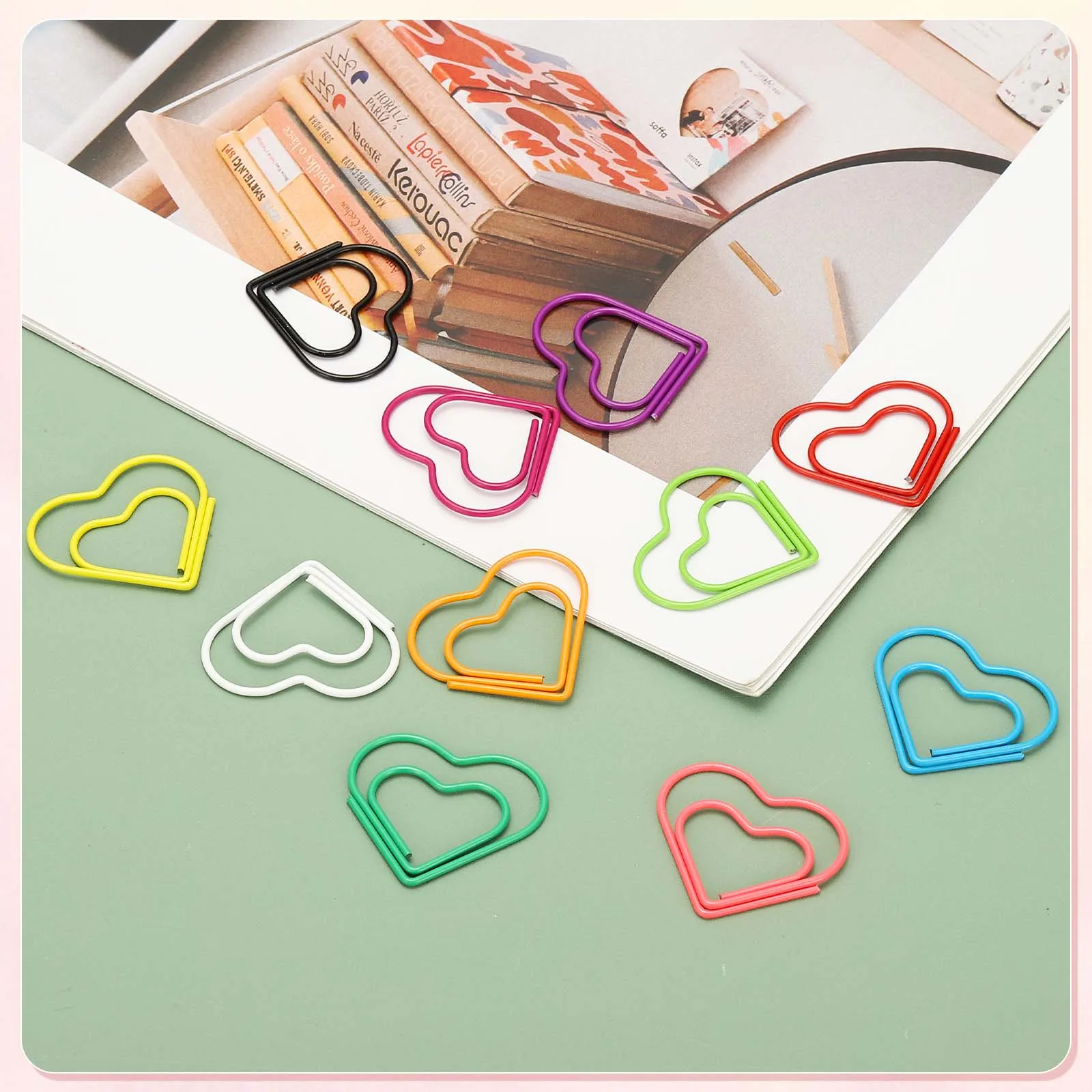 

20Pcs Heart Shape Metal Paper Clips Binder Clip Mini Bookmark Book Binding Note Decor Stationery School Office Binding Supplies