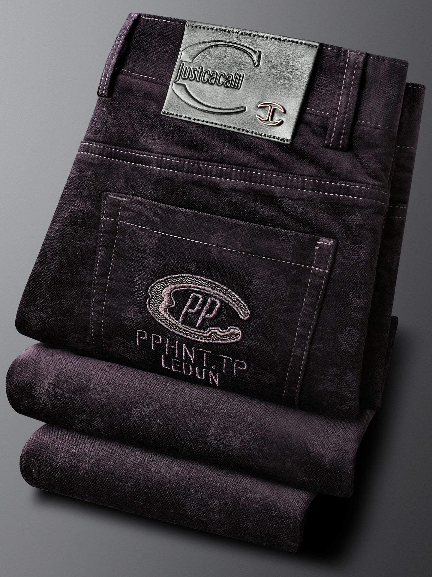 

Ele k Patterned Casual Pants for Men Slim Fit Straight Leg Elastic Busin Commute Long Trousers Autumn Faion