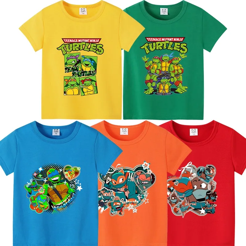 

Футболки Teenage Mutant Ninja Turtles, летние хлопковые удобные дышащие футболки с короткими рукавами и принтом в стиле аниме, подарки
