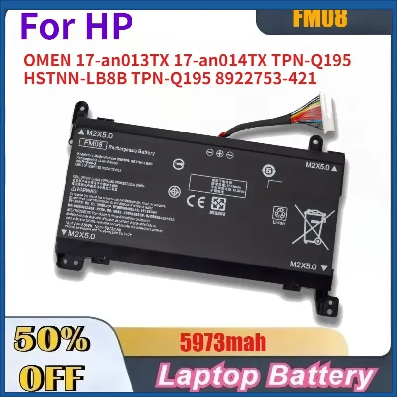 14.6V 5973mAh High-Quality Laptop Battery for HP OMEN 17-an013TX 17-an014TX TPN-Q195 HSTNN-LB8B TPN-Q195 8922753-421