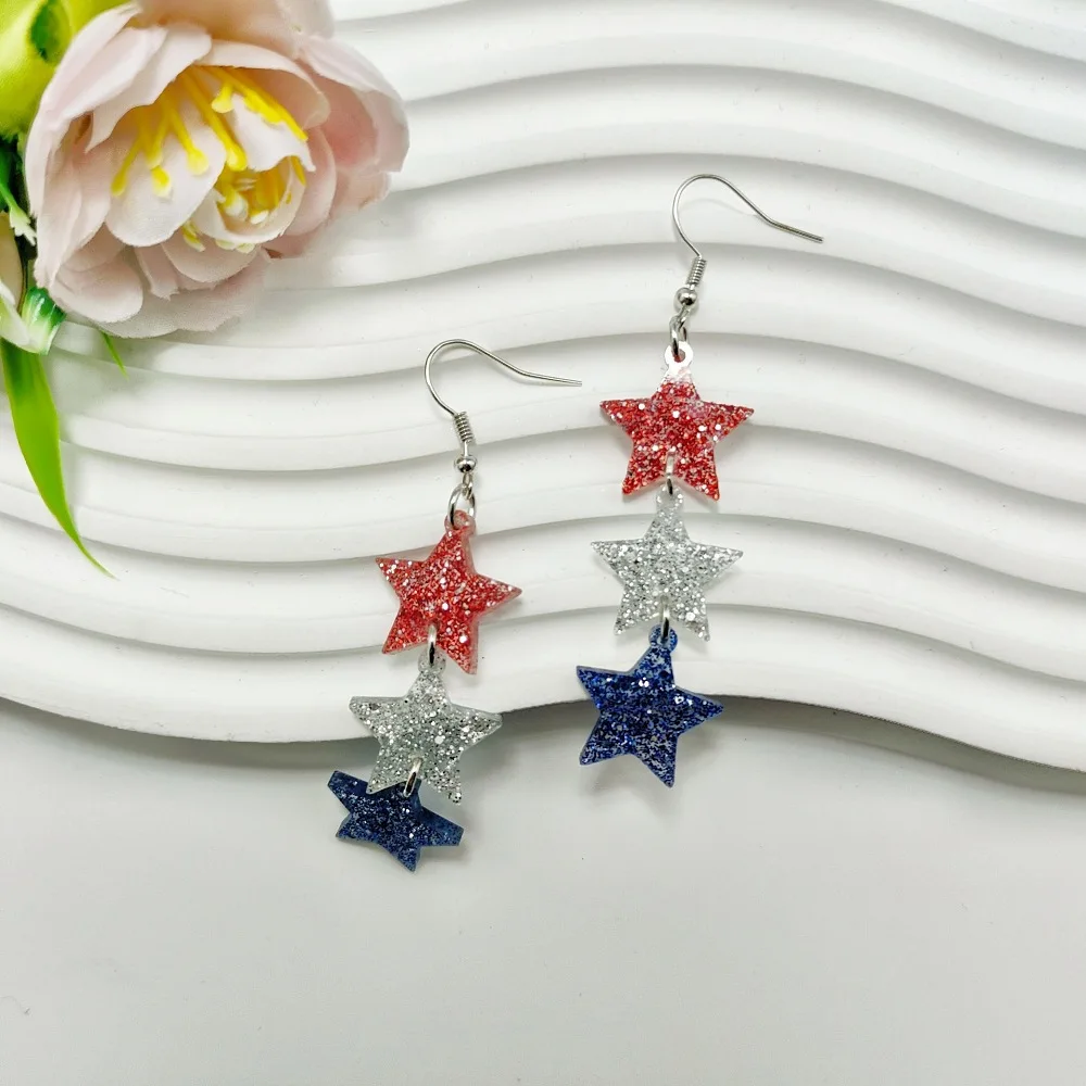 NONE Boucles d'oreilles pentagramme en acrylique au design tendance pour femmes, adaptées à un usage quotidien, aux rassemblements et aux cadeaux de vacances
