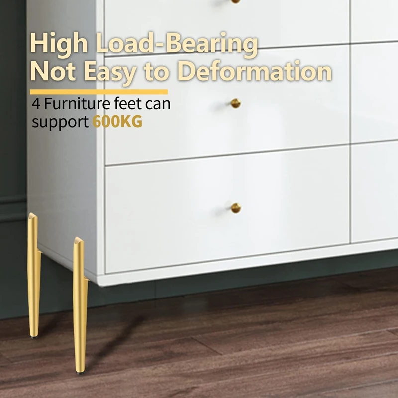 Furniture Feet Height 19.5cm Gold Metal Table Legs Maximum Load 600 Kg Furniture Legs Sofa Foot Cabinet Feet 4Pcs Gold