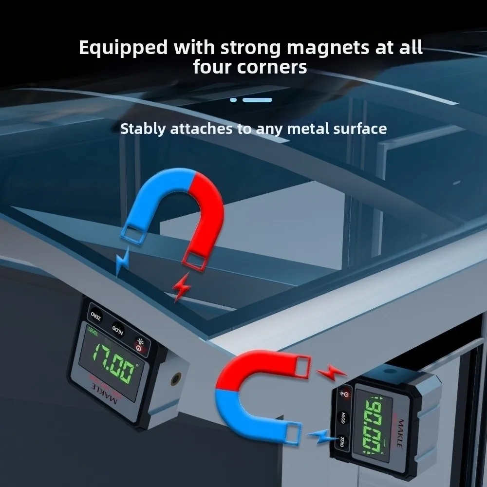 

2-side Laser Digital Protractor Goniometer Four Sided Magnetic Base Inclinometer Automatic Calibration Accuracy Waterproof