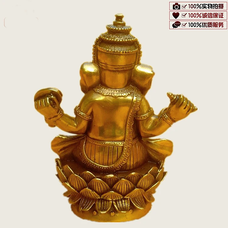 Southeast Asia HOME Company SHOP Efficacious Money Drawing Thailand Elephant GANESH Mammon God of wealth FENG SHUI BRASS statue