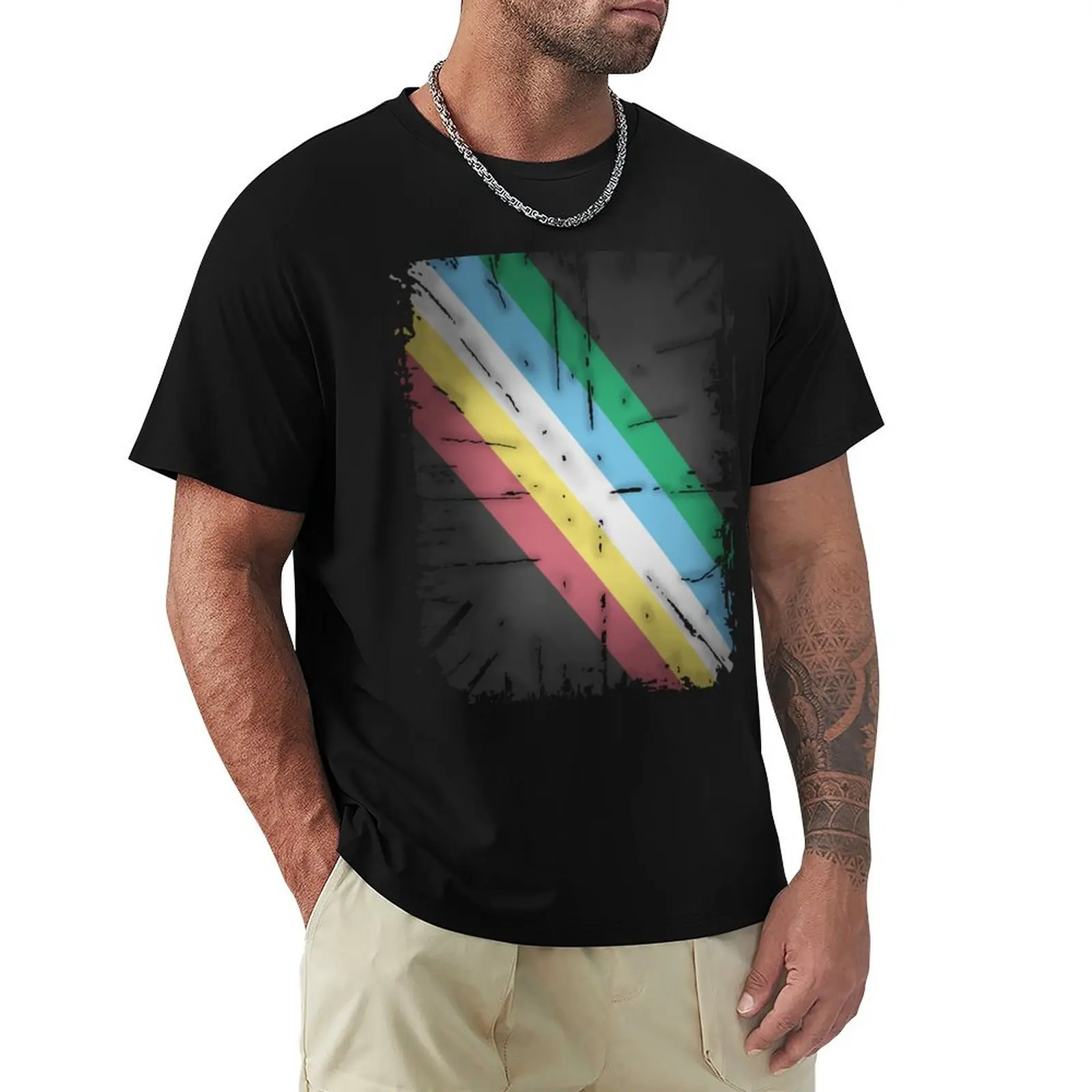 Disability pride flag (distressed) T-Shirt Utility Work Short Sleeve Top