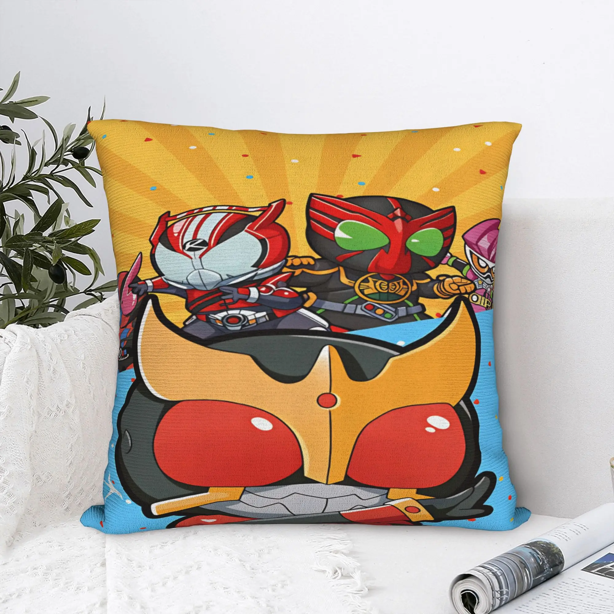 Kamen Riders Pillow Case  Graphic Pillow Cover For Sofa Home Decor Kawaii Cushion Cover