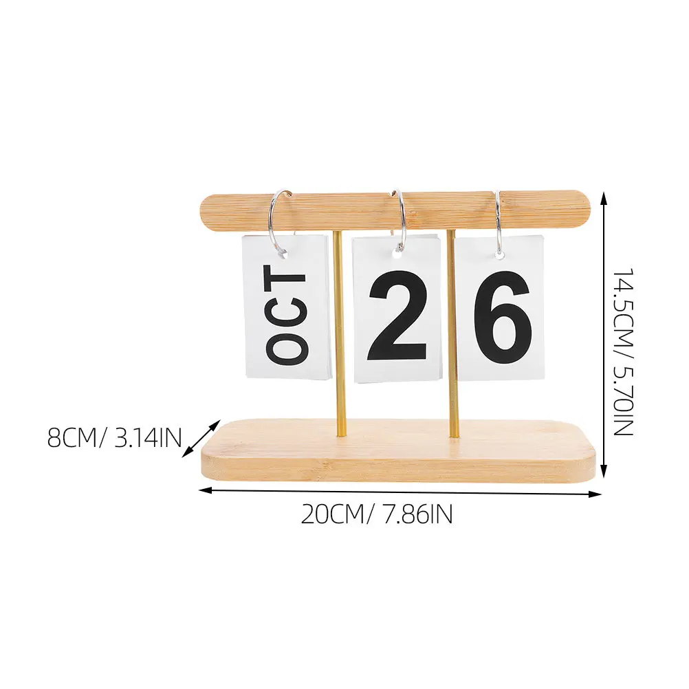 2Pcs Wood Block Perpetual Calendar Hanging Desktop Organizer Rustic Flip Date Display Office Home Event Decor