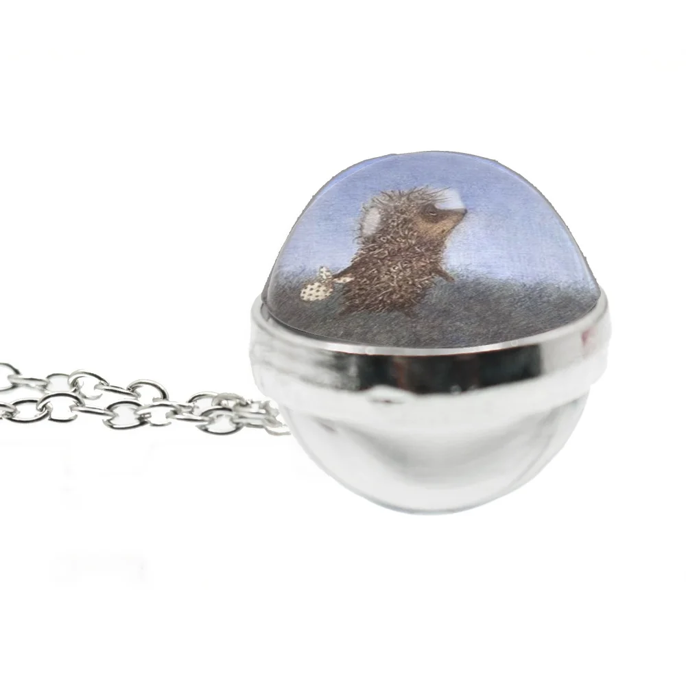 Little Hedgehog In The Fog Key Chains 20mm Glass Dome Ball Keychain Cute Animal Keychain Creative Jewelry For Women Men Gift