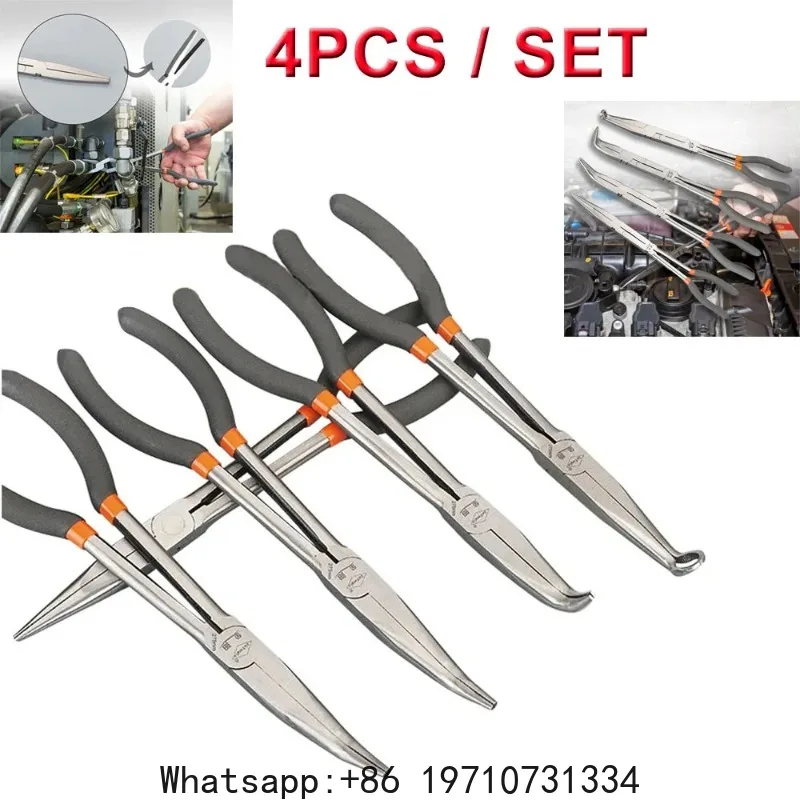 

4PCS/SET 13 Inches Multifunctional Pointed Nose Pliers Multi-joint Long Handle Pliers Carbon Steel Repair Tools For Industry