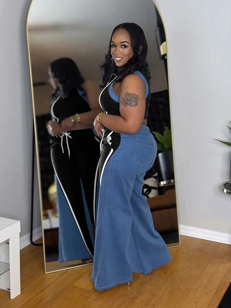 Mulheres elegantes calças e conjunto superior verão sem mangas colete e calças de perna larga casual conjuntos de duas peças roupas atacado dropshipping