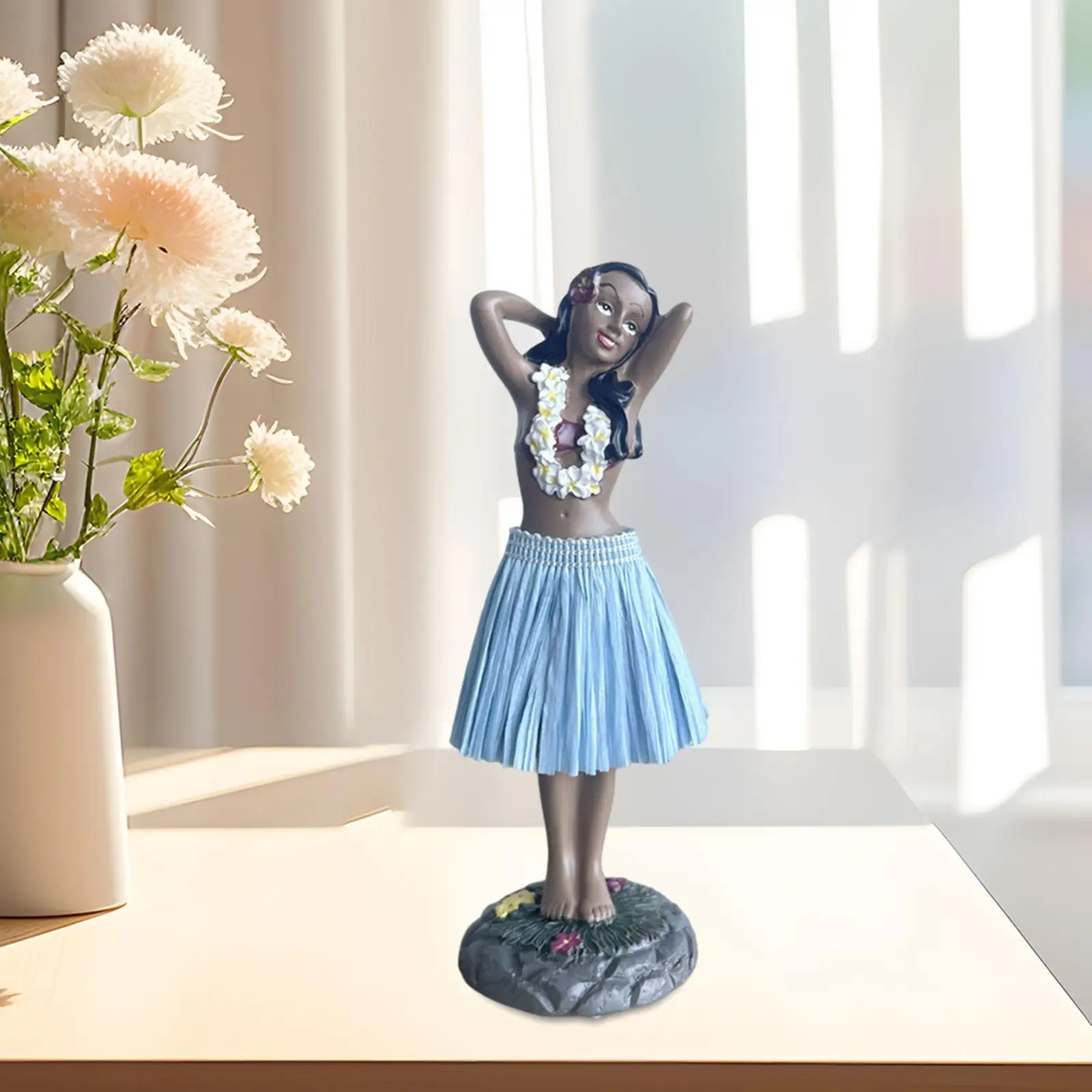 Hawaiian Dashboard Doll Resin Figure of Dancing Girl 6.3