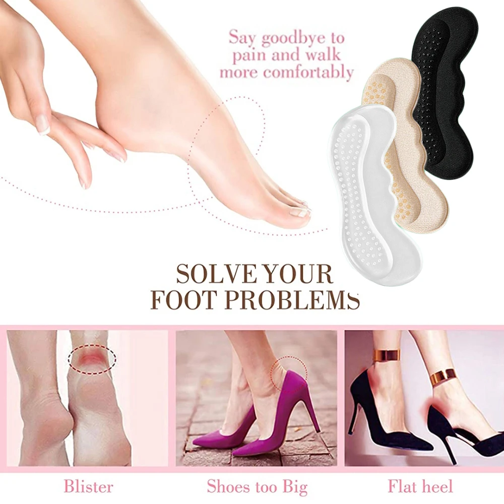 6pcs/4pcs Gel Heel Pads for Shoes Too Big Reduce Size Back Sticker High Heels Inserts Pain Relief Antiwear Feet Heel Protector