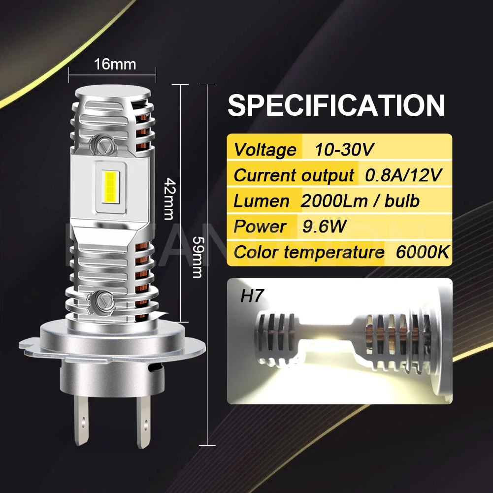 Ruiandsion 2 Pcs Canbus CSP H7 LEVOU Farol Para Carro Auto Caminhões 12V 24 Luzes Da Motocicleta Lâmpadas Fanless Super Branco 10W 2000LM