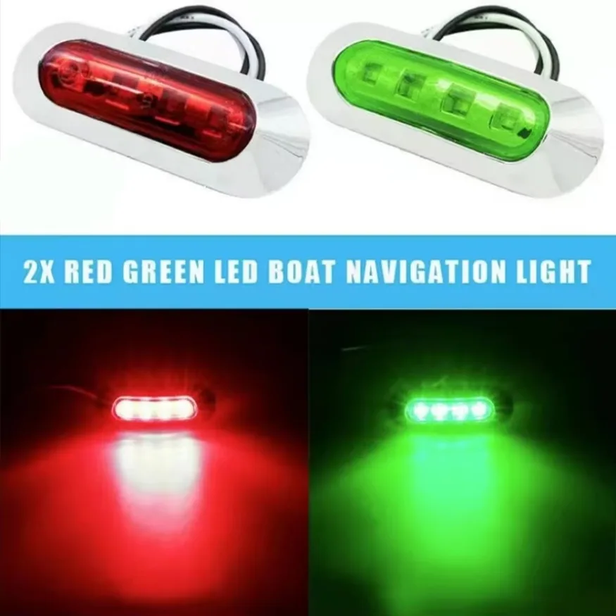 2x LED Navigation Light Signal Warning Lamp Side Marker Signal Lamp For Marine Boat Yacht Motorboat Night Running Fishing