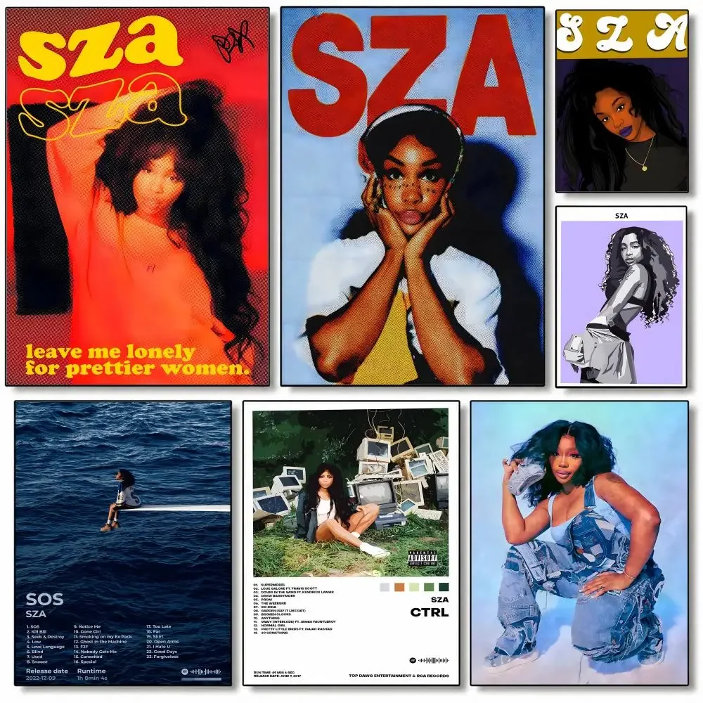 SZA Pop Singer Star Portrait Music Poster Poster High Quality Wall Art for Home Bedroom Living Hallway Perfect Gift