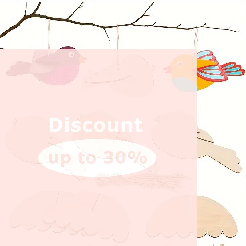 5/10Pcs Blank Unfinished Wooden Bird Hanging Ornaments with Hemp Rope for DIY Craft Family Gathering Parent-child Interactive A