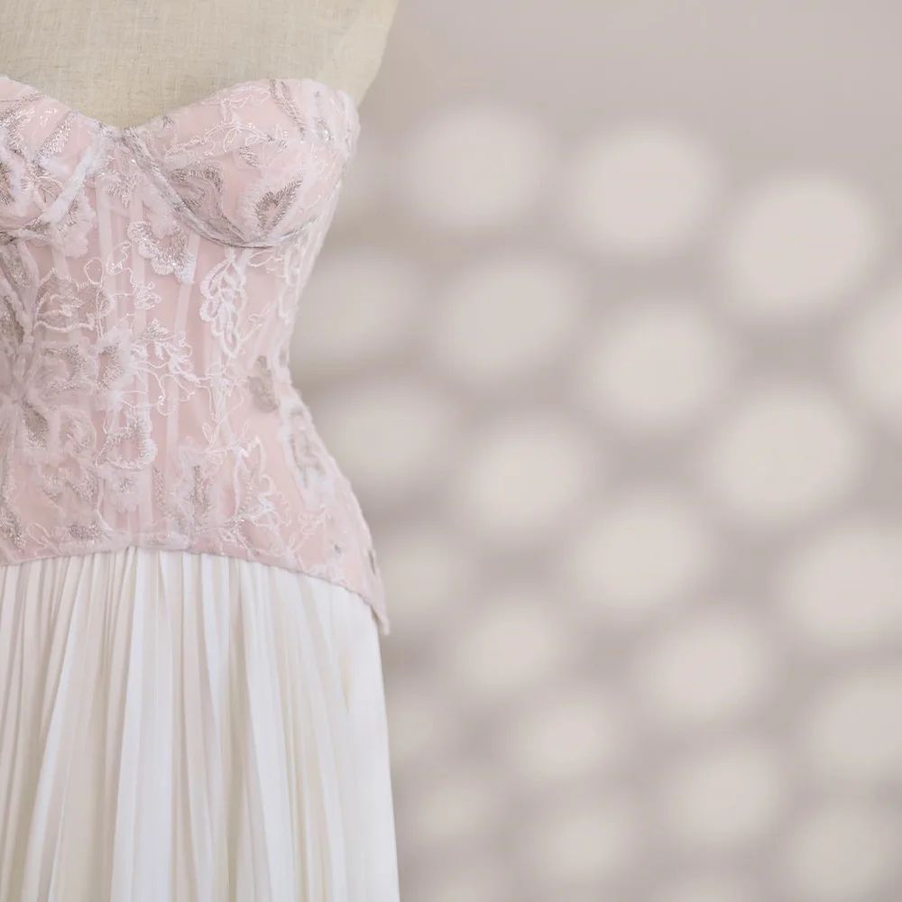 Strapless Sleeveless Chiffon Floor Length A-Line Evening Dress Panel Train Lace Up Back Temperament Photo Color Party Gowns