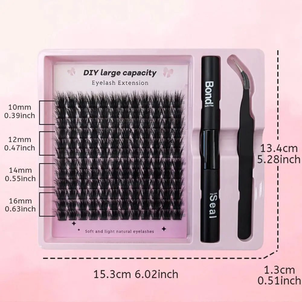 144 Uds pestañas postizas rizadas segmentadas de larga duración pestañas individuales grupo reutilizable tupido DIY Kit de extensión de pestañas principiante
