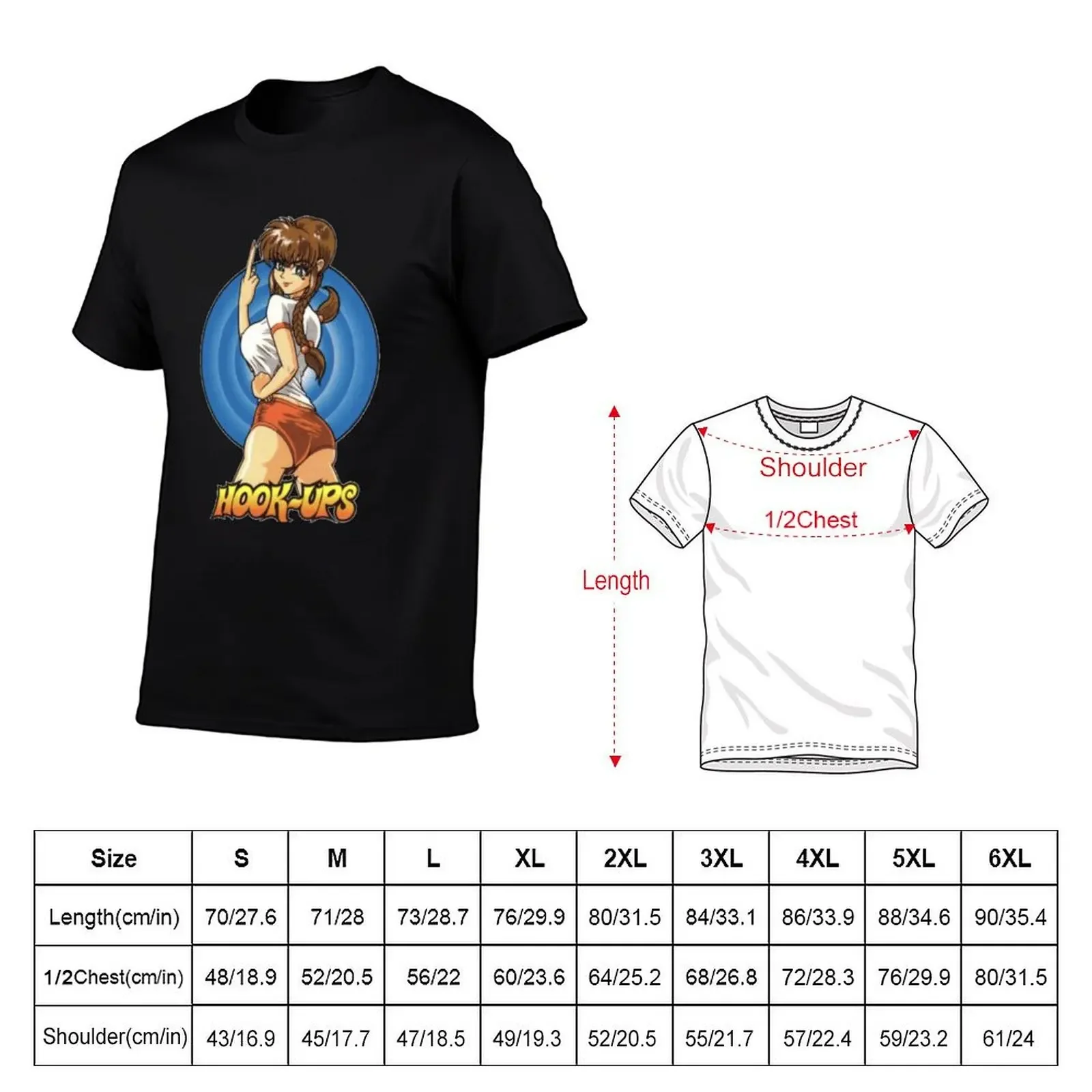 Vintage Anime Girl Hook Ups T-Shirt korean fashion tops Men's t-shirts