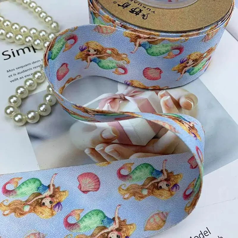 10 yards 40mm Double-Sided Flower Cartoon Ribbon DIY Handmade Materials For Crafts Decoration Hair Bows Crafts Gifts fabric Lace