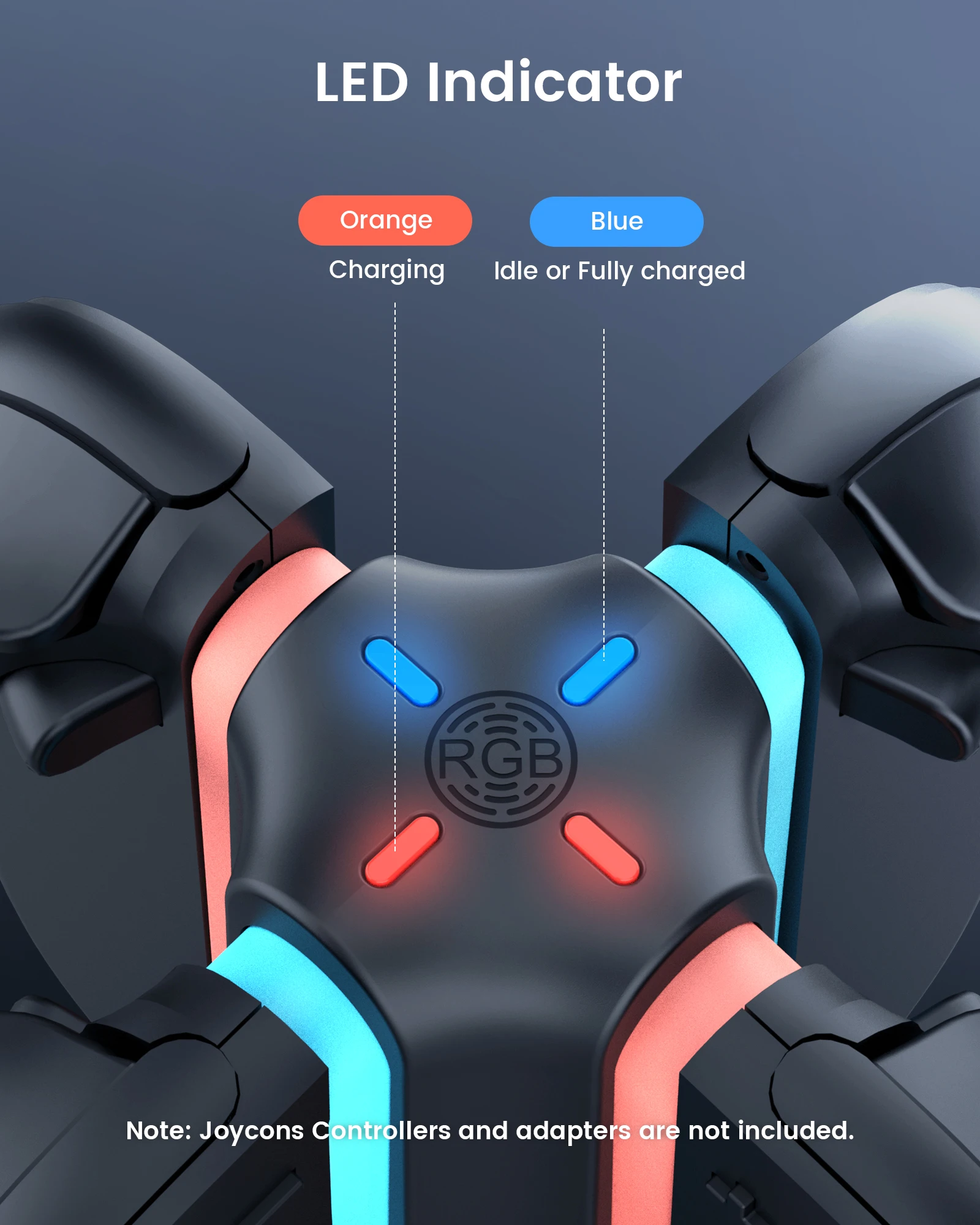 4-in-1 Charging Dock S73-002 for Switch 2,Fast Charge Stand with 9 RGB Light Modes,LED Indicator&Overcharge Protection