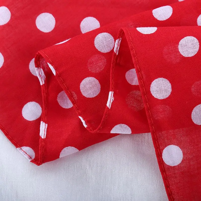 55x55cm Women Unisex Vintage Large Polka Dot Square Scarf Cotton Sport for Head