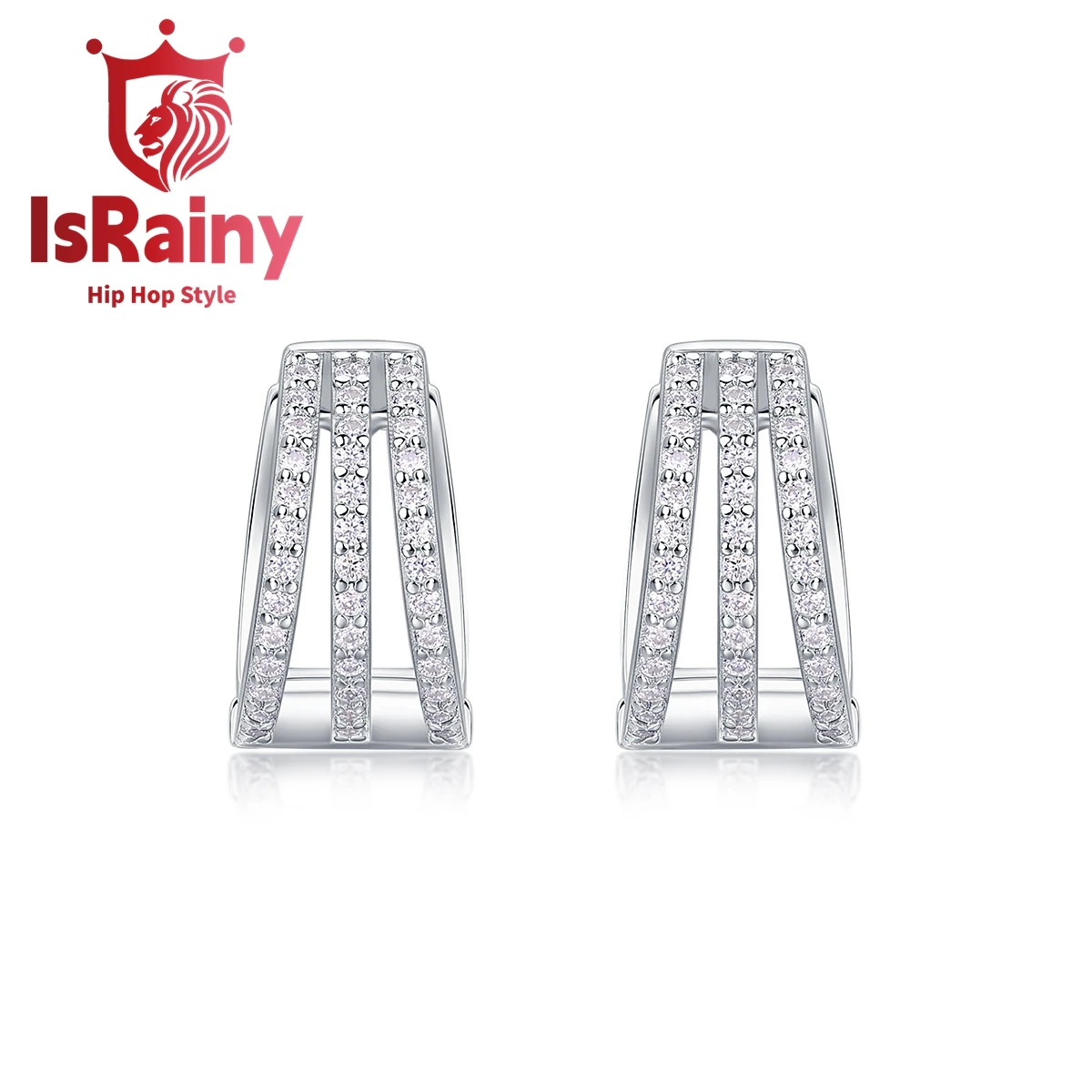 

IsRainy Hip Hop Rock 925 Sterling Silver GRA Moissanite Diamond Wedding Engagement Ear Hoop Earrings Fine Jewelry for Women Men