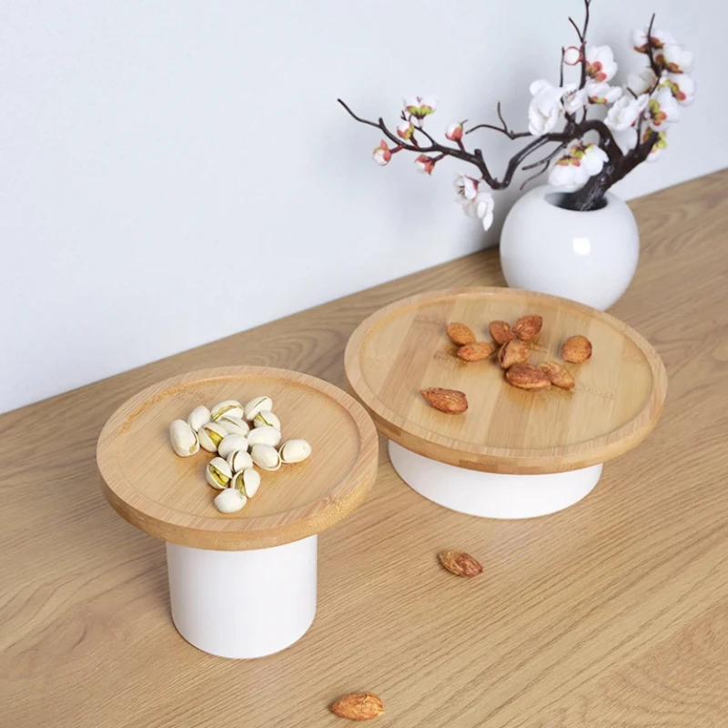 

Bamboo Dessert Plates & Refreshment Tray with Tall Feet: Ideal for Dried Fruits, Snacks, Cakes, & Display