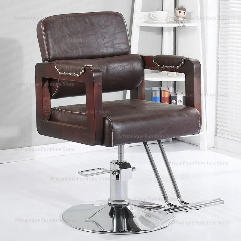 Industrial Barber Chair Adjustable Height Salon Chair Iron Barbershop Salon Spa Beauty Studio Indoor Use silla de peluquería