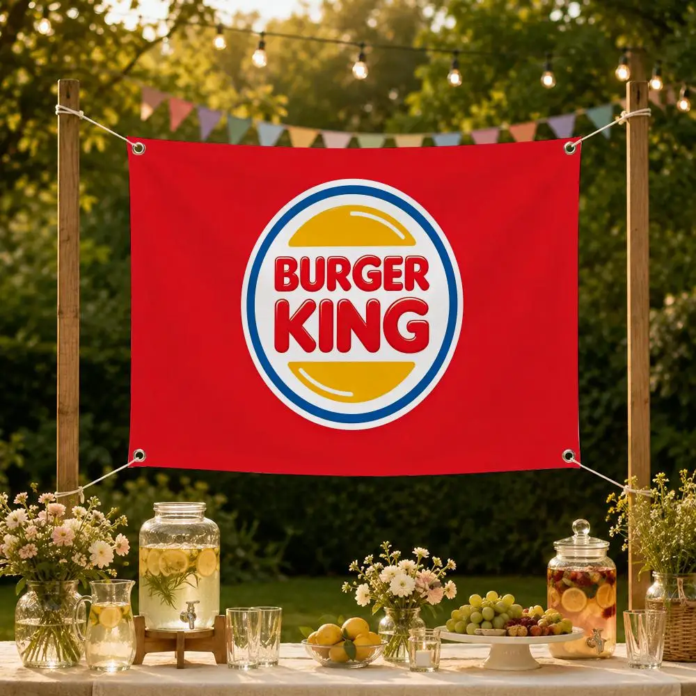 Brand Fast Food Burger King Flags Decorative Flag Banner for Garden Yard Lawn Outdoor Home Party Wall Decor
