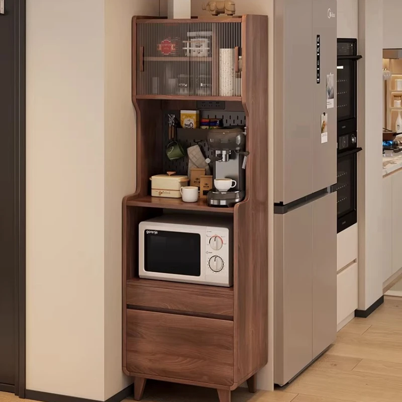 Solid wood dining side cabinet coffee cabinet small apartment kitchen integrated wall locker household locker narrow tea cabinet