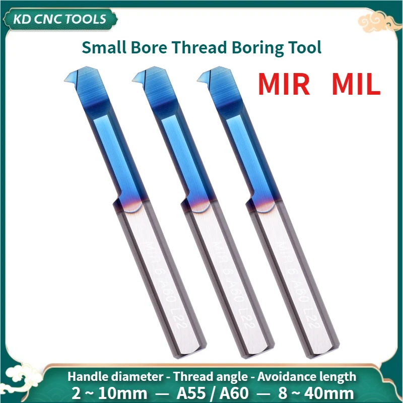 

KD CNC MIR MIL Boring Cutter for Threading Coated Carbide Mini Internal Lathe Turning Tool Small Hole tungsten steel alloy