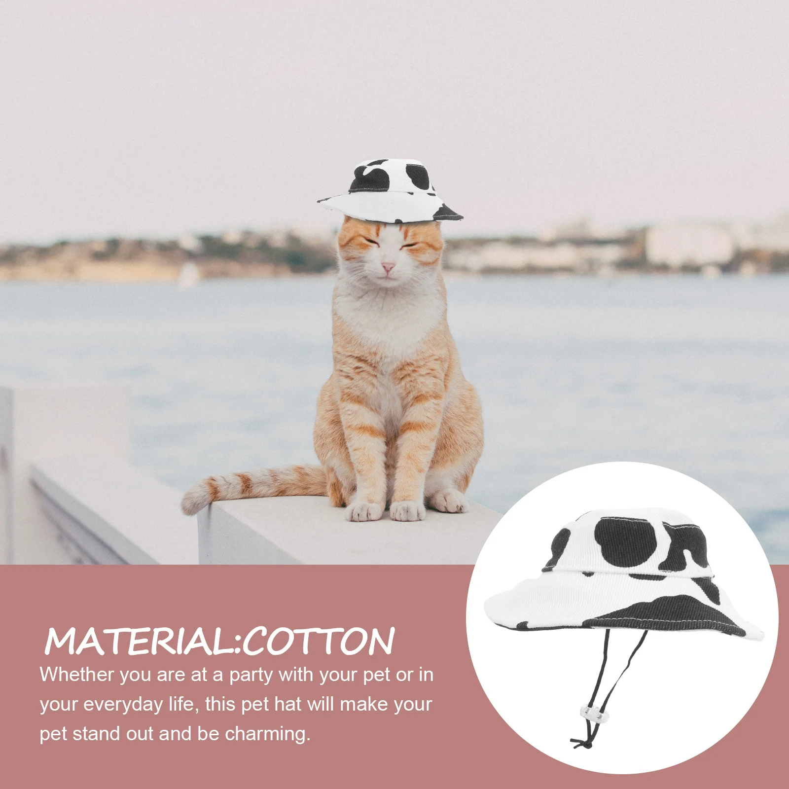 

Cotton Pet Sun Protection Hat Cow Pattern Puppy Adjustable Festival Party Kitten Hat Cap for Dogs Puppy Supply