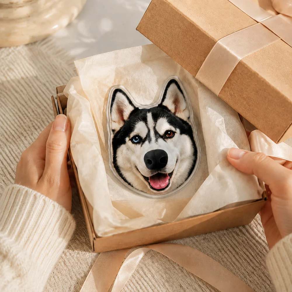 Custom Pet Photo Acrylic Fridge Magnet, Personalized Dog Cat Refrigerator Magnet With 3D Silicone Nose, Pet Memorial Gift