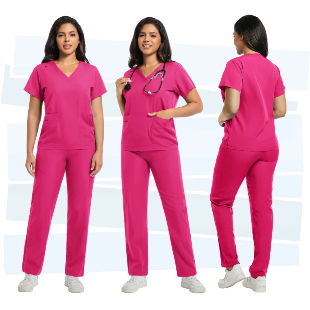 

Summer Short Sleeved Surgical Gowns Scrub Set Beauty Salon Hospital Nursing Uniform V-neck Quick Drying Clinic Pharmacy Workwear
