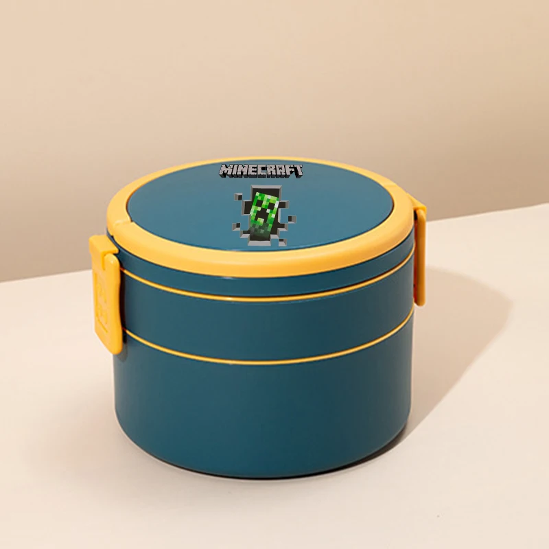 Game Theme Double Layer Lunch Box Minecrafted Bento Boxes Can Microwave Heated Lunch Boxes Picnic Box student Food Container view 5