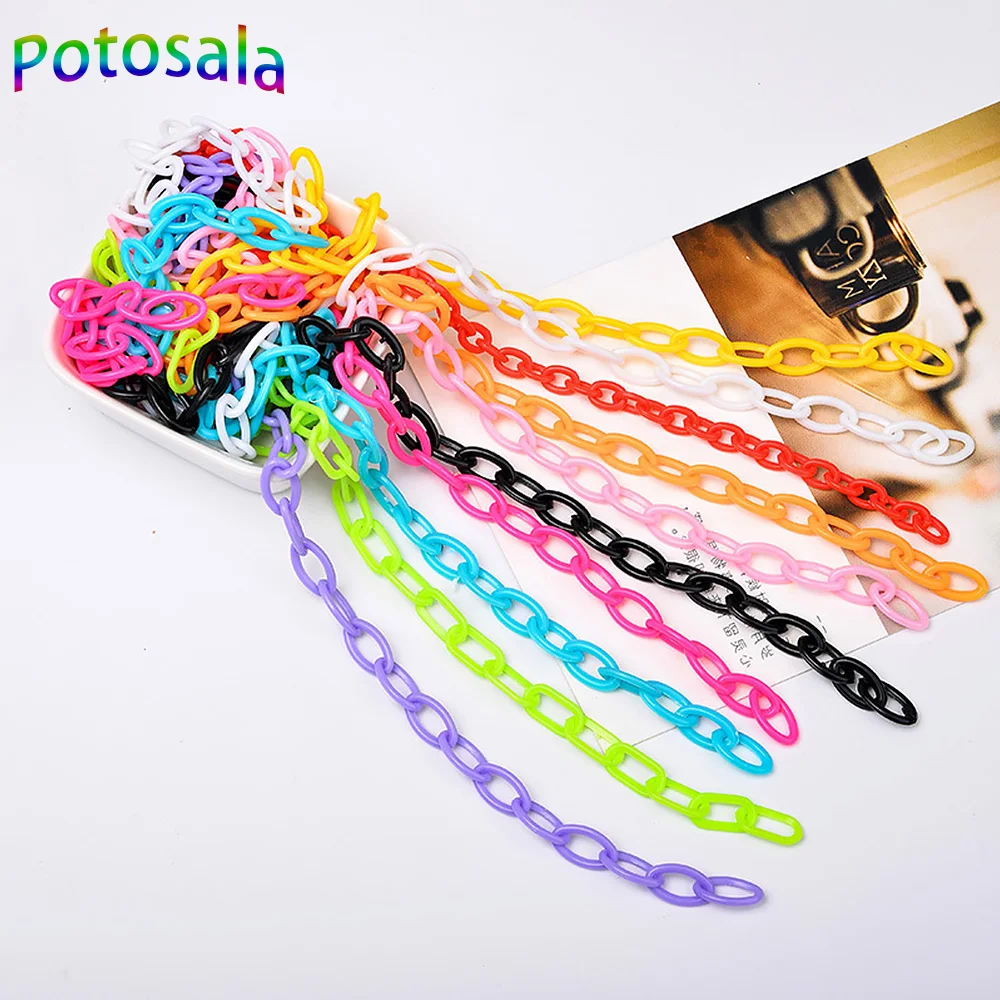 10Pcs/Lot 50cm Colorful Oval Acrylic Chain Plastic Chain Link Connector For DIY Handmade Necklace Keychains Accessories Making