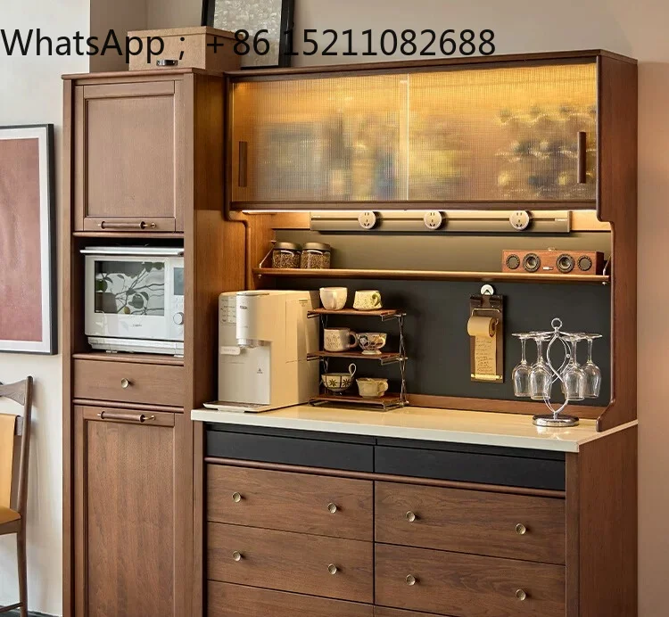 SCY solid wood retro dining side cabinet integrated storage cabinet against the wall, tea cabinet in the ancient style