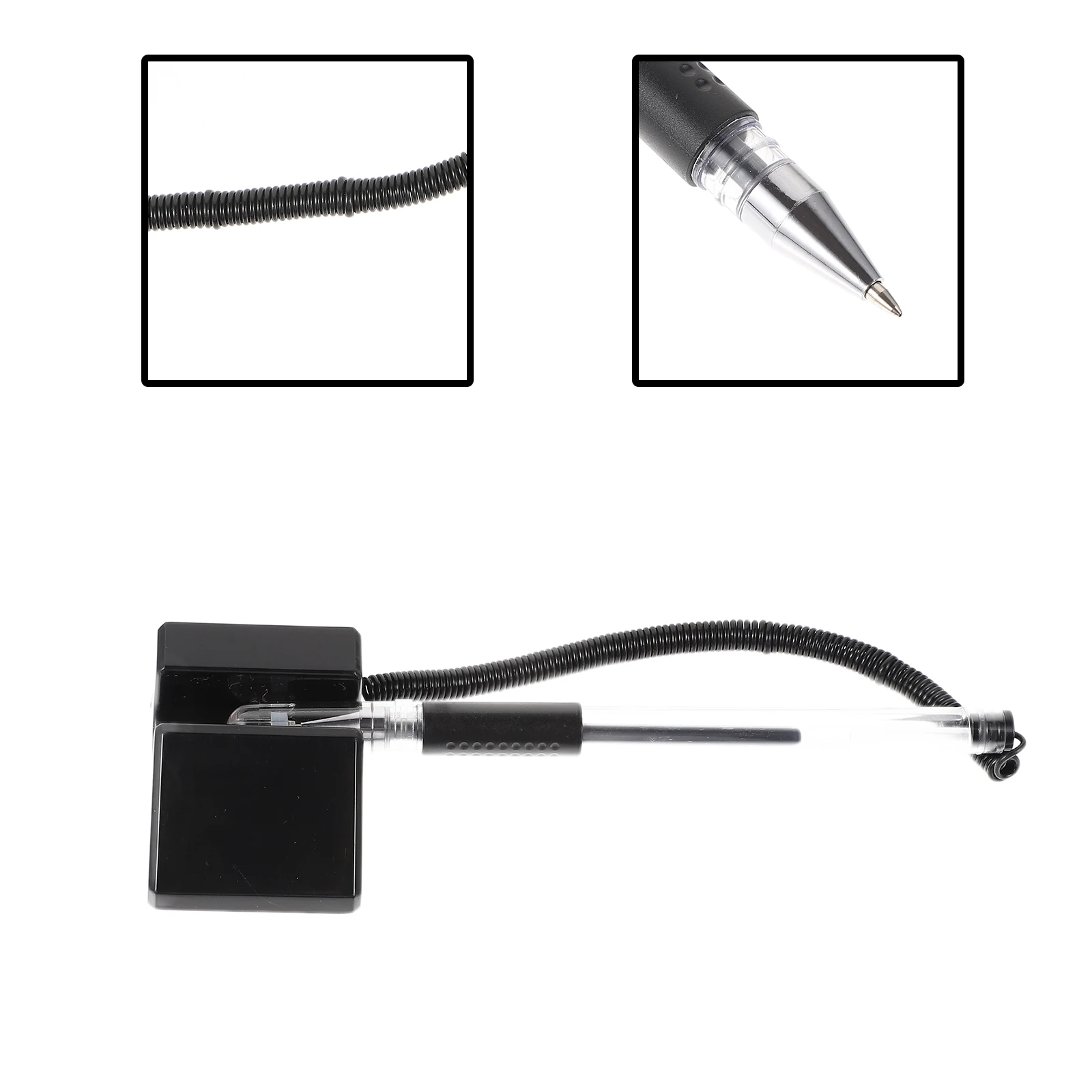 

5pcs Gel Pens Black Adhesive Base Desktop Office Supplies Bank Table Counter Reception Anti Theft Security Pens