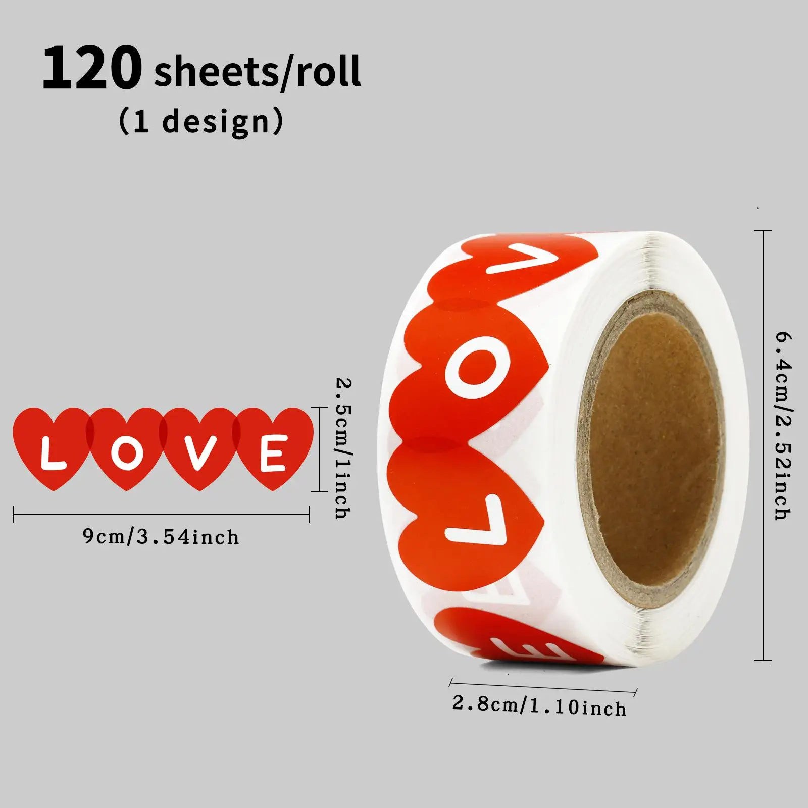 120 قطعة/لفة عيد الحب على شكل قلب ملصقات لاصقة حمراء لطيف الحب ملصقات ل المغلف بطاقة الختم هدية التفاف هدايا الحفلات