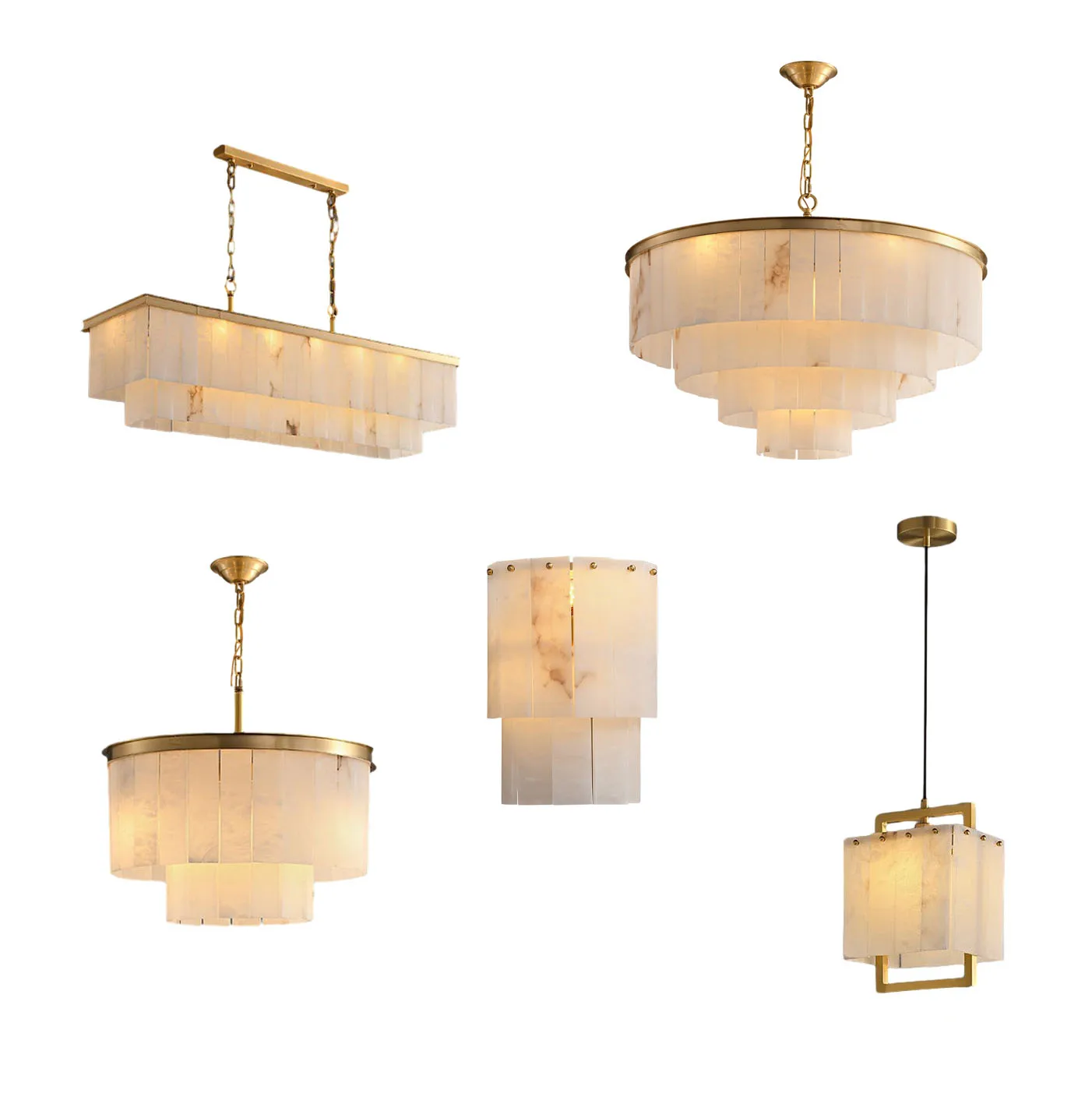 Natural Marble Series Dimmable LED Chrome Gold Ceiling Chandelier Lighting Lustre Suspension Luminaire Lampen For Living Room