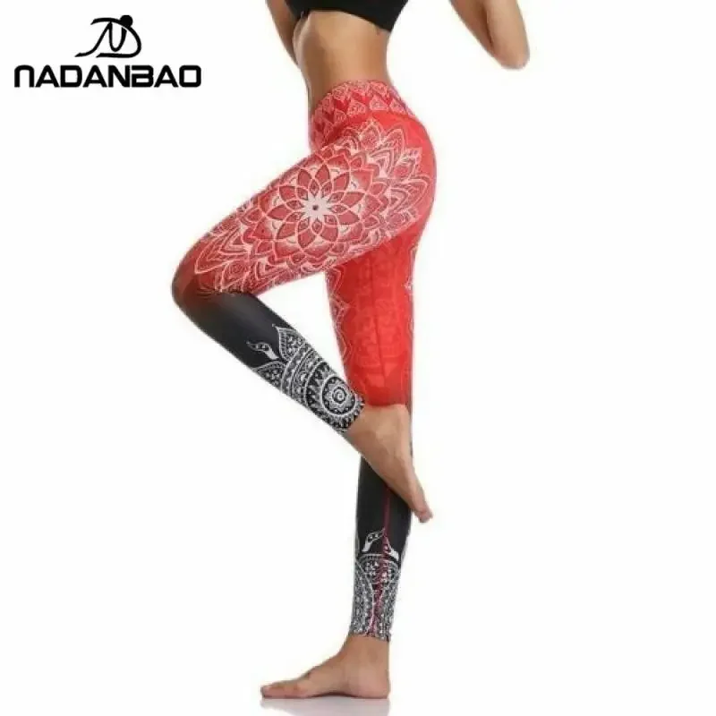 Nadanbao 2024 nova cintura alta mandala leggings cor gradiente calças de treino chakra fitness leggin para mulheres calças elásticas