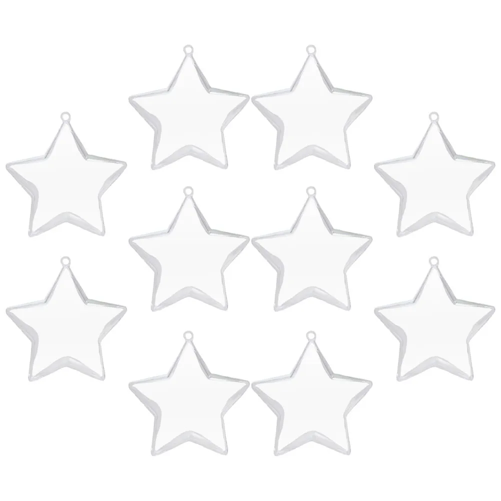 

10 Pcs Star Shaped Hollow Baubale Empty Baubles Hanging Material Clear Stars Plastic Craft Ornaments