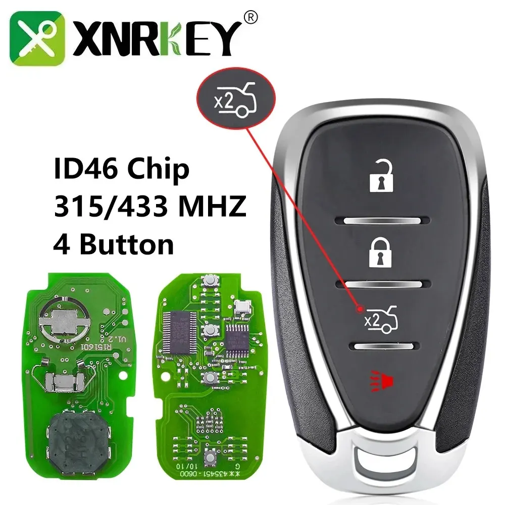 

XNRKEY 4 Button Remote Key ID46 Chip 315/433Mhz For Chevrolet Cruze Spark Camaro Equinox Malibu 2017-2018 Car Key