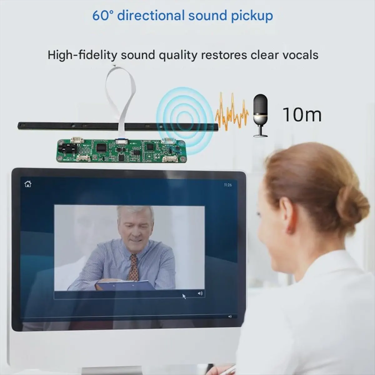 

Направленный микрофонный массив с 4 массивами, USB-линейный звукосниматель на 60 градусов, шумоподавление с усилителем 3,5 мм-ABWO