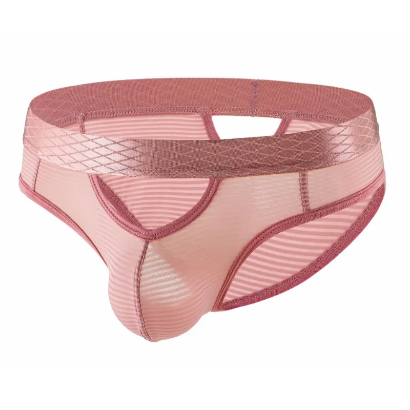 Eis Seide Sheer Briefs Männer Ausbuchtung Beutel Unterwäsche Sheer Gestreiften Unterhose Penis Tasche Unterhose Knicker Sexy low-rise Bikini Stamm